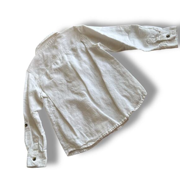 5/$35  Crazy 8 Boys Viking Crew White Linen Blend Shirt‎ Roll Tab Sleeves 5T - Picture 4 of 8